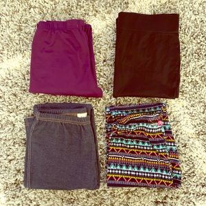 FOUR leggings (Big Girls size MEDIUM 10/12)